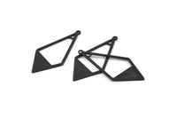 Black Diamond Charm, 12 Oxidized Black Brass Rhombus Charms With 1 Loop (36x16x0.80mm) D0709
