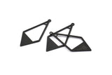 Black Diamond Charm, 12 Oxidized Black Brass Rhombus Charms With 1 Loop (36x16x0.80mm) D0709