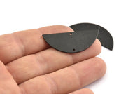 Black Half Moon, 4 Textured Oxidized Black Brass Semi Circle Blanks With 2 Holes (39x15x1mm) D0800 H0773
