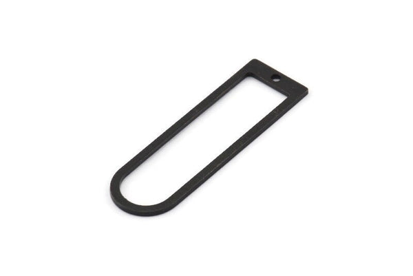 D Shape Charm, 6 Textured Oxidized Black Brass D Shape Pendants With 1 Hole (40x12x1mm) D1412 Q0258