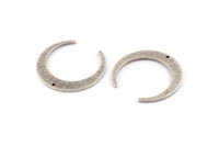 Silver Moon Charm, 6 Textured Antique Silver Plated Crescent Moon Charms With 1 Hole (27x25x1mm) D931 H1390