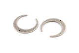 Silver Moon Charm, 6 Textured Antique Silver Plated Crescent Moon Charms With 1 Hole (27x25x1mm) D931 H1390