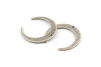 Silver Moon Charm, 6 Textured Antique Silver Plated Crescent Moon Charms With 1 Hole (27x25x1mm) D931 H1390