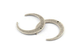 Silver Moon Charm, 6 Textured Antique Silver Plated Crescent Moon Charms With 1 Hole (27x25x1mm) D931 H1390
