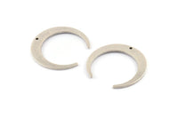 Silver Moon Charm, 6 Antique Silver Plated Brass Crescent Moon Charms With 1 Hole (26x27x1mm) D0692 H1392