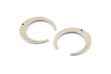 Silver Moon Charm, 6 Antique Silver Plated Brass Crescent Moon Charms With 1 Hole (26x27x1mm) D0692 H1392
