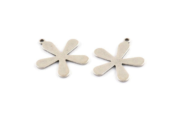 Silver Leaf Charm, 8 Antique Silver Plated Brass Leaf Charms With 1 Loop, Pendants, Findings (24x21x1mm) D1049