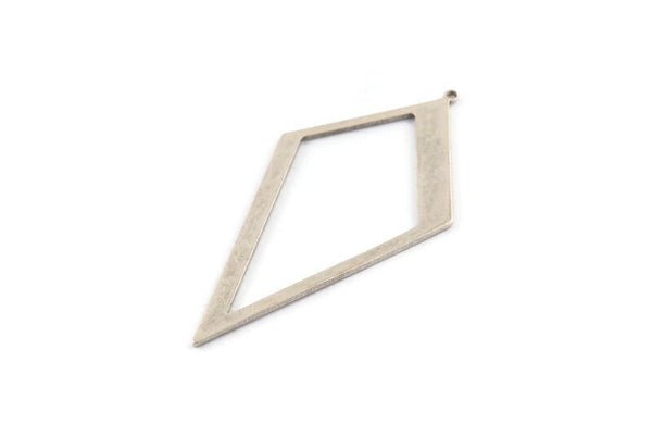 Silver Diamond Charm, 6 Antique Silver Plated Brass Rhombus Charms With 1 Loop, Pendants (52x26x0,60mm) D853 Q0591