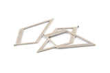 Silver Diamond Charm, 6 Antique Silver Plated Brass Rhombus Charms With 1 Loop, Pendants (52x26x0,60mm) D853 Q0591