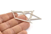 Silver Diamond Charm, 6 Antique Silver Plated Brass Rhombus Charms With 1 Loop, Pendants (52x26x0,60mm) D853 Q0591
