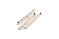 Silver Necklace Bar, 6 Antique Silver Plated Brass Bars With 1 Hole (3x3x35mm) D0241