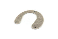 Silver Geometric Charm, 6 Textured Antique Silver Plated Brass U Shaped Pendants With 3 Holes, Charms, Findings (24x30x0.60mm) D925