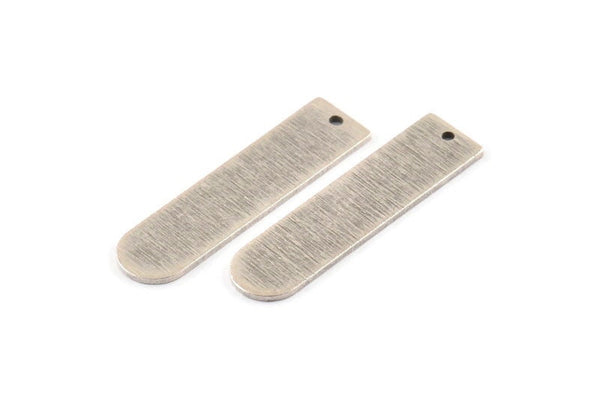 Silver Necklace Bar, 4 Textured Antique Silver Plated Brass Stamping Blanks With 1 Hole, Pendants, Charms (35x9x1mm) D1395