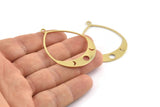 Brass Drop Charm, 4 Raw Brass Moon Phases Charms With 1 Loop, Pendants (49x36x0.80mm) M1009