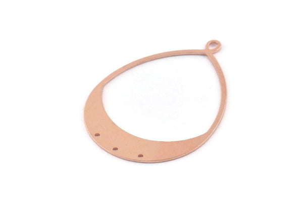 Copper Drop Charm, 2 Raw Copper Drop Charms With 1 Loop And 3 Holes, Pendants (49x36x0.80mm) M1040