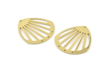 Brass Drop Charm, 2 Raw Brass Drop Charms With 4 Holes, Connectors (36x33x0.80mm) M983