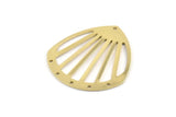Brass Drop Charm, 2 Raw Brass Drop Charms With 6 Holes, Connectors (36x33x0.80mm) M968