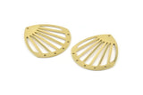 Brass Drop Charm, 2 Raw Brass Drop Charms With 6 Holes, Connectors (36x33x0.80mm) M968