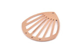 Copper Drop Charm, 2 Raw Copper Drop Charms With 4 Holes, Findings (36x33x0.80mm) M1031