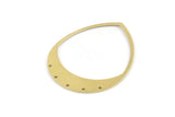 Brass Drop Charm, 2 Raw Brass Drop Charms With 5 Holes (45x36x0.80mm) M1010