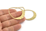 Brass Drop Charm, 2 Raw Brass Drop Charms With 5 Holes (45x36x0.80mm) M1010