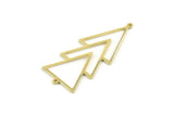 Brass Triangle Charm, 6 Raw Brass Triangle Charms With 2 Loops (51x21x1mm) M01128