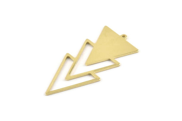 Brass Triangle Charm, 6 Raw Brass Triangle Charms With 1 Loop (49x21x1mm) M01120