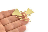 Brass Triangle Charm, 6 Raw Brass Triangle Charms With 1 Loop (49x21x1mm) M01120