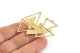 Brass Triangle Charm, 6 Raw Brass Triangle Charms With 1 Loop (49x21x1mm) M01118