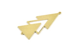 Brass Triangle Charm, 6 Raw Brass Triangle Charms With 2 Loops (51x21x1mm) M01113
