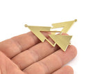 Brass Triangle Charm, 6 Raw Brass Triangle Charms With 2 Loops (51x21x1mm) M01113