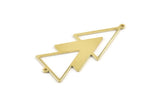 Brass Triangle Charm, 6 Raw Brass Triangle Charms With 2 Loops (51x21x1mm) M01114