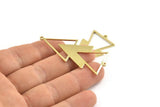 Brass Triangle Charm, 6 Raw Brass Triangle Charms With 2 Loops (51x21x1mm) M01114