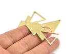 Brass Triangle Charm, 6 Raw Brass Triangle Charms With 1 Hole (47x21x1mm) M01107