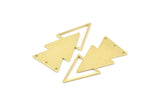 Brass Triangle Charm, 6 Raw Brass Triangle Charms With 3 Holes (47x21x1mm) M01108