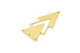 Brass Triangle Charm, 6 Raw Brass Triangle Charms With 4 Holes (47x21x1mm) M01109