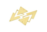 Brass Triangle Charm, 6 Raw Brass Triangle Charms With 4 Holes (47x21x1mm) M01109