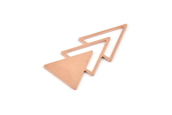 Copper Triangle Blank, 4 Raw Copper Triangle Blanks (47x21x1mm) M1079