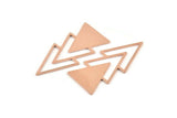 Copper Triangle Blank, 4 Raw Copper Triangle Blanks (47x21x1mm) M1079