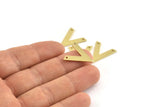 Brass V Shape, 24 Raw Brass V Shaped Charms With 2 Holes, Pendants, Findings (20x18x1mm) D0684
