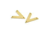 Brass V Shape, 24 Raw Brass V Shaped Charms With 3 Holes (19x18x1mm) M01124