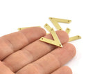 Brass V Shape, 24 Raw Brass V Shaped Charms With 3 Holes (19x18x1mm) M01124