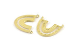Brass Charm, Raw Brass, Brass Pendants, Charm Pendants, Brass U Shape Charms With 2 Loops (26x23x1.2mm) N1448