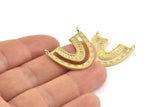 Brass Charm, Raw Brass, Brass Pendants, Charm Pendants, Brass U Shape Charms With 2 Loops (26x23x1.2mm) N1448