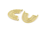 Brass Charm, Raw Brass, Brass Pendants, Charm Pendants, Brass U Shape Charms With 2 Loops (26x23x1.2mm) N1452