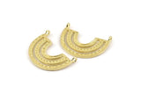 Brass Charm, Raw Brass, Brass Pendants, Charm Pendants, Brass Semi Circle Charms With 2 Loops (26x19x1.2mm) N1450