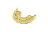 Brass Charm, Raw Brass, Brass Pendants, Charm Pendants, Brass Semi Circle Charms With 2 Loops (24x18x1.2mm) N1451