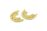 Brass Charm, Raw Brass, Brass Pendants, Charm Pendants, Brass Semi Circle Charms With 2 Loops (24x18x1.2mm) N1451
