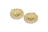 Brass Sun Charm, 2 Raw Brass Sun Charms With 1 Loop, Pendants (30x28mm) N1444