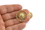 Brass Sun Charm, 2 Raw Brass Sun Charms With 1 Loop, Pendants (30x28mm) N1444
